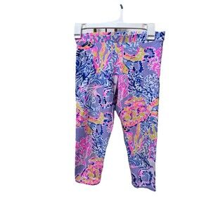 LILLY PULITZER MAIA CROPPED LEGGINGS LILAC VERBENA SO SNAPPY GIRLS XL(12-14)